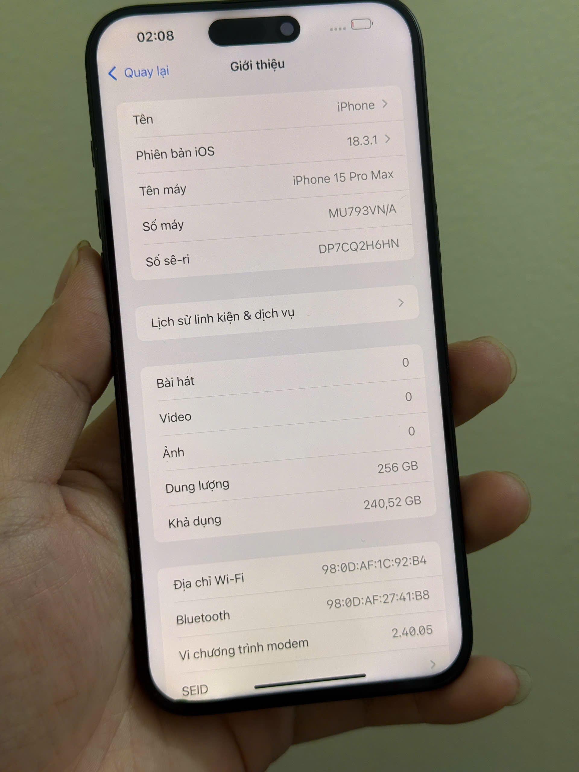ĐIỆN THOẠI IPHONE 15PRM 256GB - Hình ảnh 2