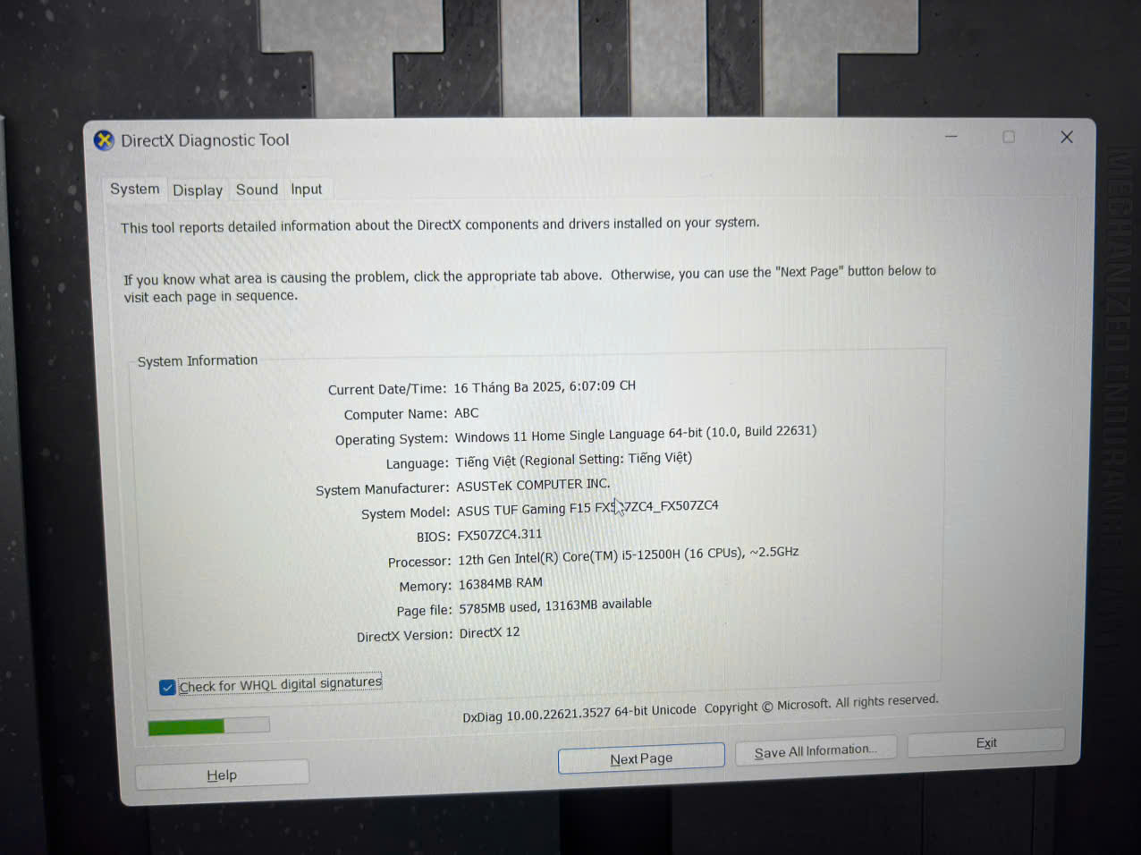 Asus TUF Gaming Fx507ZC Hàng chính hãng còn bảo hành siêu dài FPT Shop T9/2026 - Hình ảnh 4