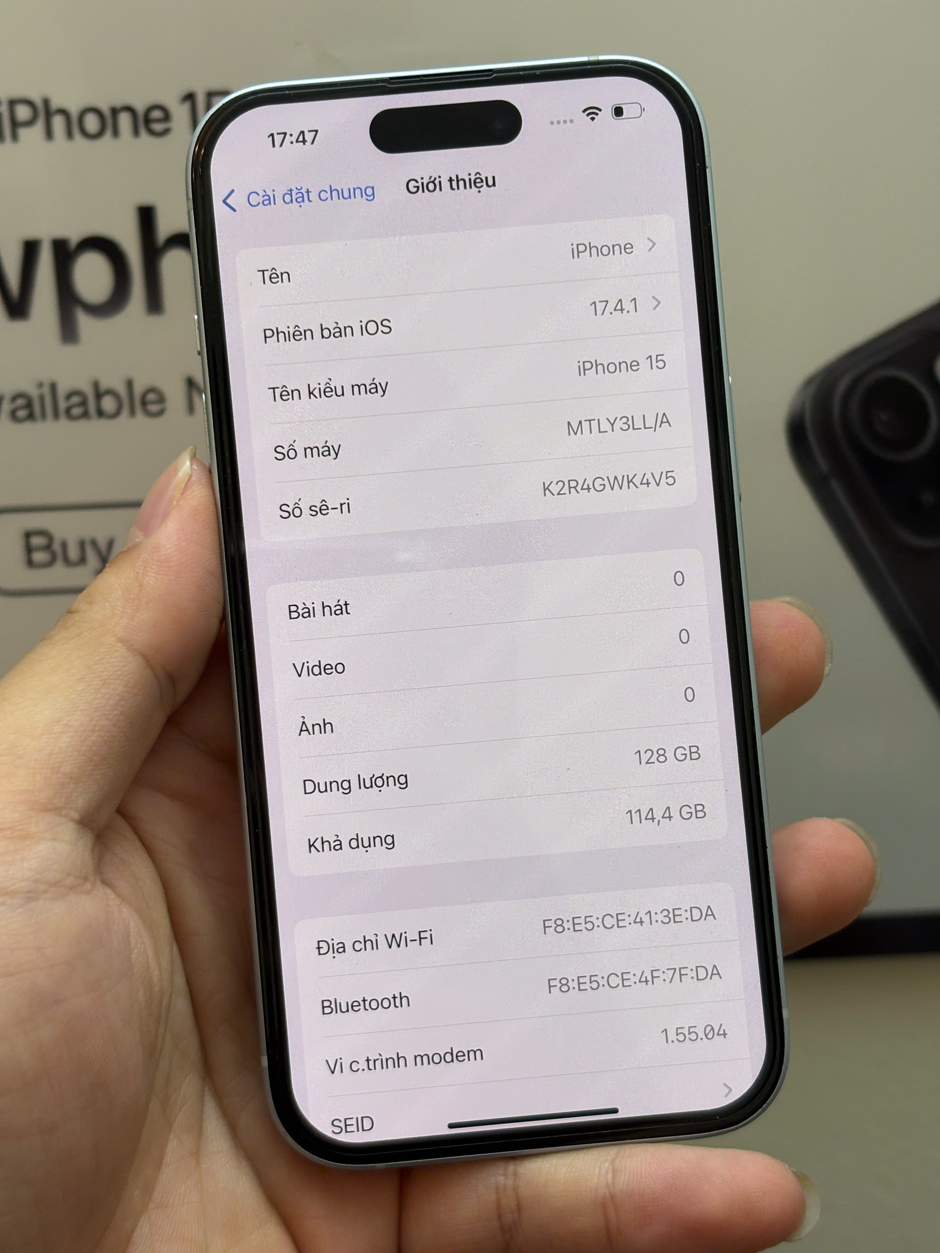điện thoại iphone 15 128GB lock đã cnc - Hình ảnh 4
