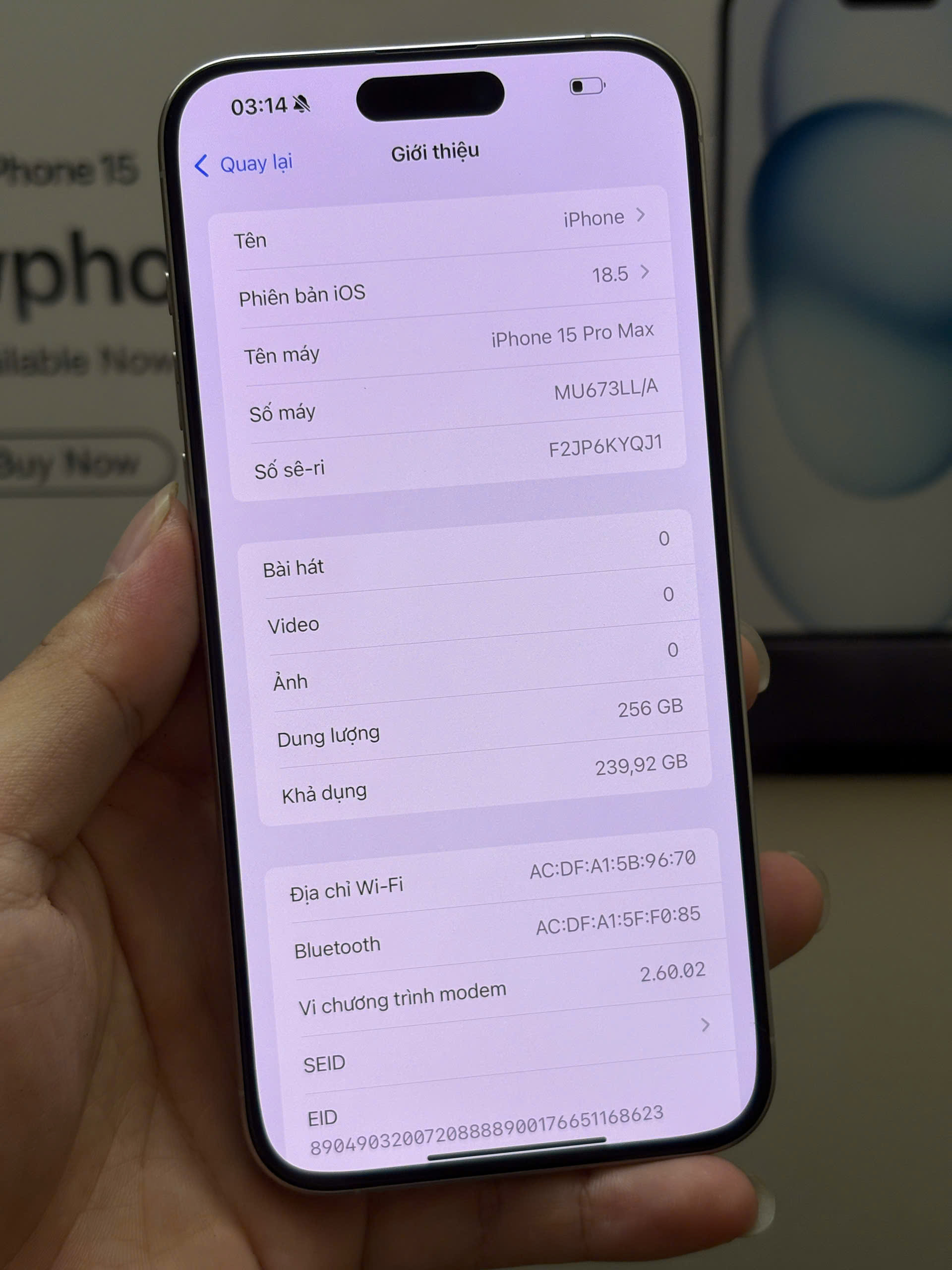 điện thoại iphone 15 PRM 256GB pin 90 Màn oled 120hz ko báo gì - Hình ảnh 5